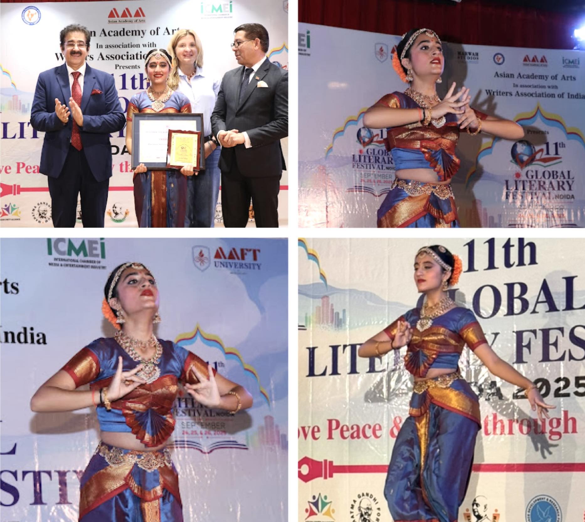 Kuchipudi Dance Recital by Drisha Trehan Mesmerizes Audience at 11th Global Literary Festival Noida 2025