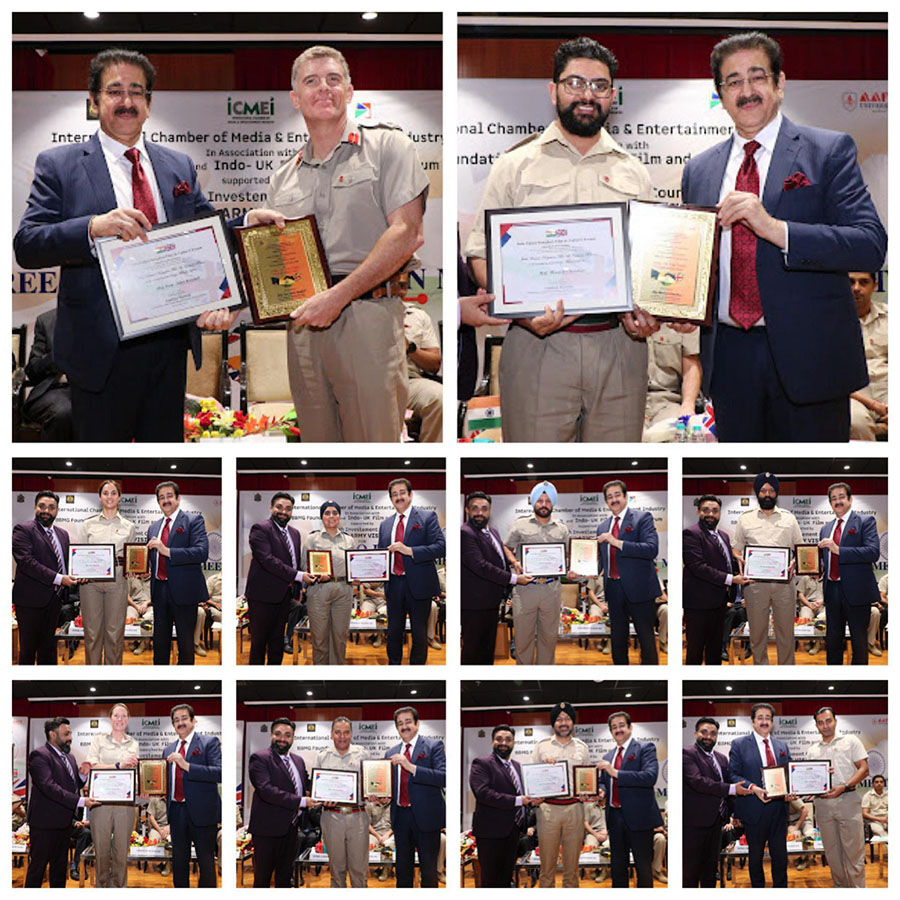 ICMEI Confers Membership of Indo UK Film & Cultural Forum on British Army Delegation at Marwah Studios