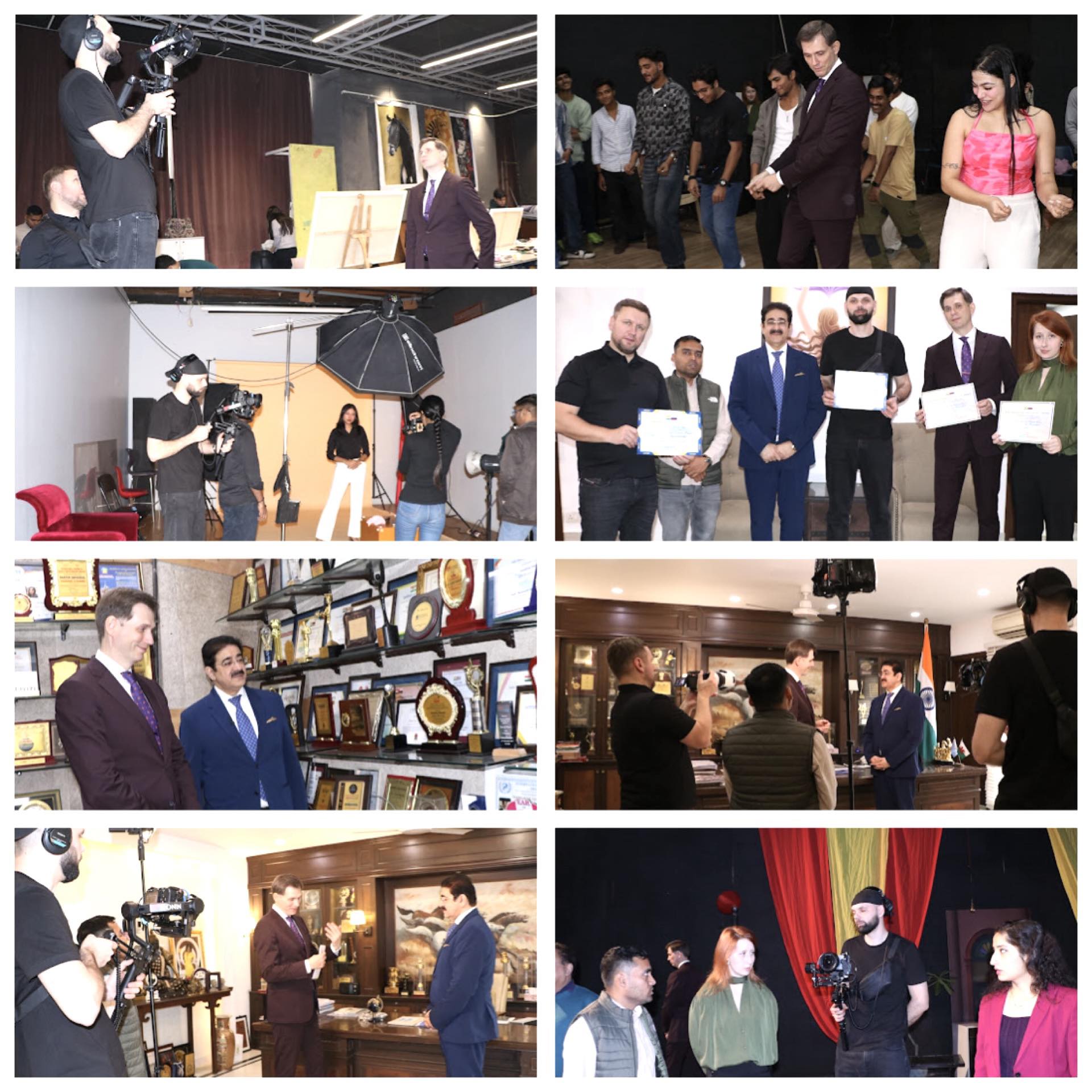 Russian Television Personalities Visit Marwah Studios for Documentary on AAFT’s Global Impact