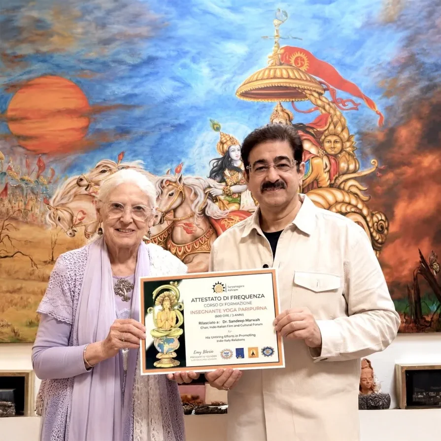 Sandeep Marwah Honoured by Suryanagara Ashram in Milan for Strengthening India–Italy Relations