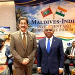 Dr. Sandeep Marwah Interacts with H.E. Abdulla Shahid at Maldives–India Investment and Diplomatic Forum